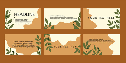 background template set for powerpoint presentation. hand drawn flower desig.  Use for modern presentation backgrounds, school presentations, brochure designs, website sliders.