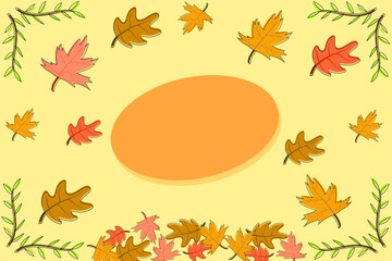 autumn theme background vector, with autumn leaves color signature with blank space