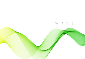 green smooth abstract wave line on white background