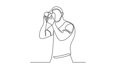 continuous line of photographer vector illustration