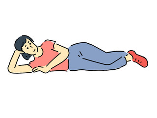 寝転がる女性