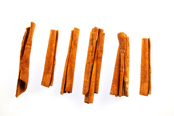 Cinnamon sticks isolated on white background, roll, aroma, herb