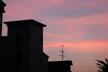 sunset over the city