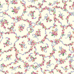 Seamless continuous pattern of cute bouquets,