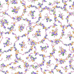 Seamless continuous pattern of cute bouquets,