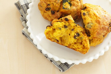 Homemade pumpkin scone for autumn breakfast food image 