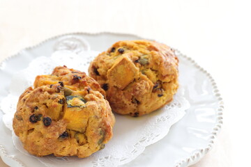 Homemade pumpkin scone for autumn breakfast food image 