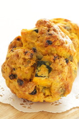 Homemade pumpkin scone for autumn breakfast food image 