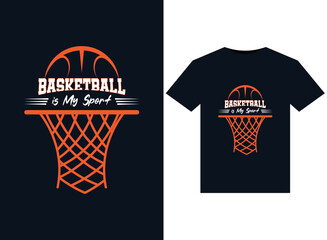 Basketball is My Sports illustrations for the print-ready T-Shirts design