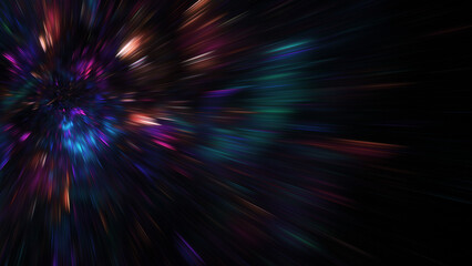 Abstract blue and orange lights. Fantastic space background. Digital fractal art. 3d rendering.