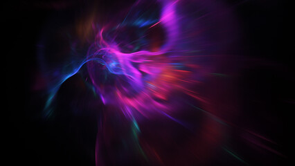 Abstract red and purple lights. Fantastic space background. Digital fractal art. 3d rendering.