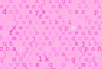 Light pink vector texture with ABC characters.