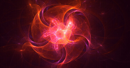 3D rendering abstract multicolor fractal light background