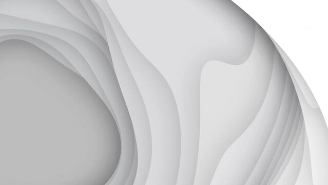 3d abstract background with cut out paper shapes white carving art paper craft landscape with gradient fade colors white. Motion graphic background animation.