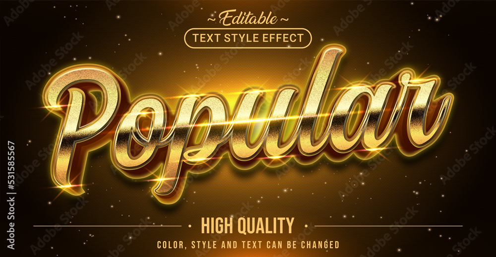 Poster editable text style effect - golden popular text style theme.