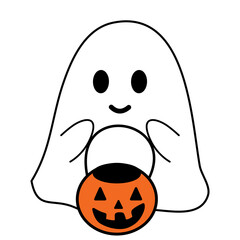 Cute Ghost Carrying Orange Jack O'Lantern Transparent