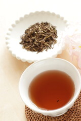 Japanese tea, Hōjicha, the green tea roasted in a porcelain pot over charcoal