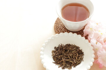 Japanese tea, Hōjicha, the green tea roasted in a porcelain pot over charcoal