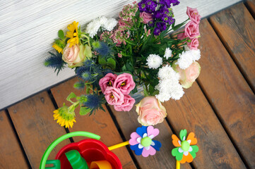 flowers and toys