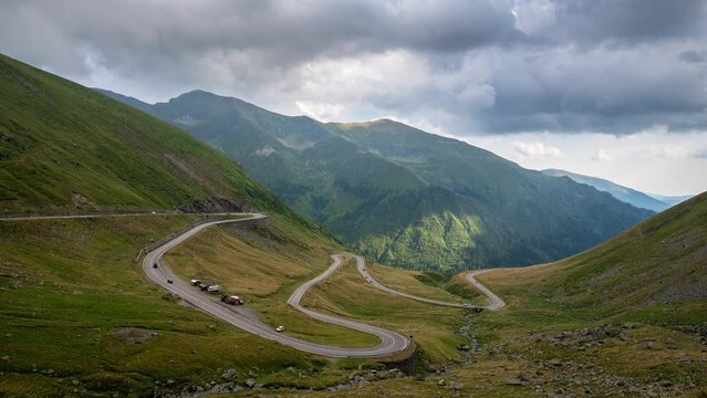 Amazing time lapse video with the south part of the famous Transfagarasan serpentine mountain road between Transylvania and Muntenia, Romania