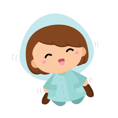 Kids Play Rain in Rainy Day Illustration Vector Clipart