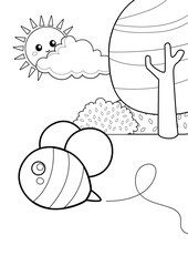Cute Flying Bee Animal Insects Forest Woodland Coloring Pages A4 for Kids and Adult