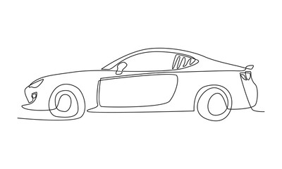 continuous line of car. Minimalist style black linear sketch