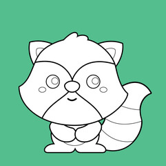 Cute Racoon Animal Woodland Forest Digital Stamp