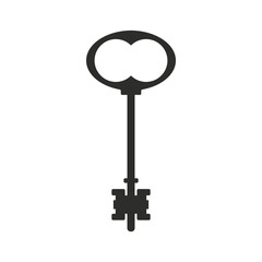 Old vintage key icon on white background
