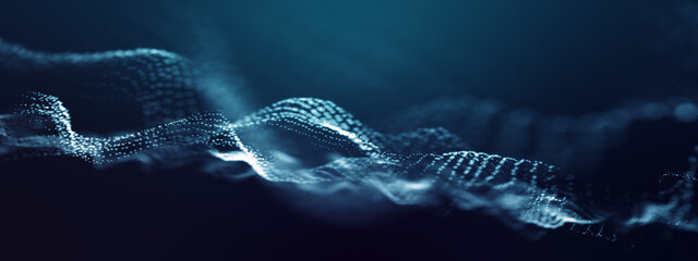 Abstract futuristic - technology with polygonal shapes on dark blue background. Design digital technology concept. 3d illustration.