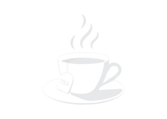 Tea cup with tea bag isolated. Vector illustration.