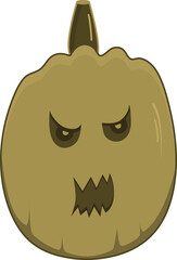 Pumpkin face. Illustration of a pumpkin. Happy Halloween. Monster. Pumpkin for Halloween.  Elements for fall decor and Halloween invitation. Scary and cute Halloween pumpkin face.