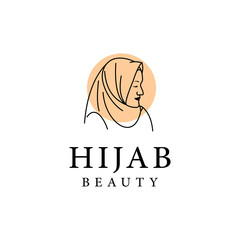 Women hijab beauty vector logo template