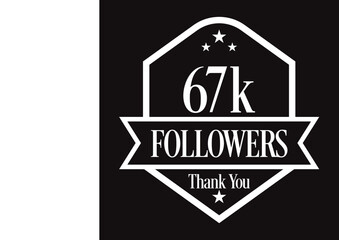 Thank you 67K followers, 67000 followers celebration, Vector Illustration