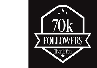 Thank you 70K followers, 70000 followers celebration, Vector Illustration