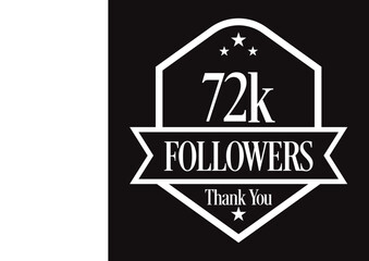 Thank you 72K followers, 72000 followers celebration, Vector Illustration