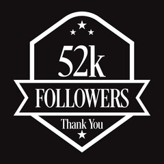Thank you 52K followers, 52000 followers celebration, Vector Illustration