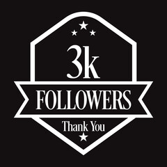 Thank you 3K followers, 1000 followers celebration, Vector Illustration