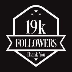 Thank you 19K followers, 1000 followers celebration, Vector Illustration