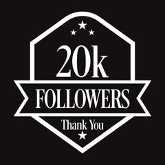 Thank you 20K followers, 1000 followers celebration, Vector Illustration