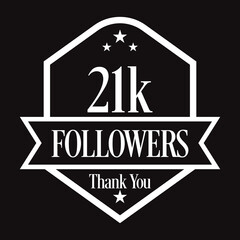 Thank you 21K followers, 1000 followers celebration, Vector Illustration