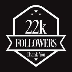 Thank you 22K followers, 1000 followers celebration, Vector Illustration