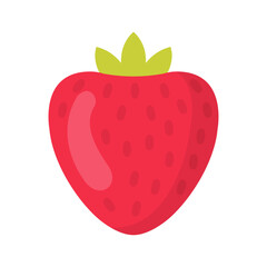 Cute strawberry, isolated colorful vector fruit and berry icon