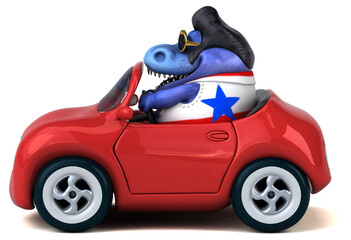 Naklejka premium Fun 3D cartoon illustration of a Trex rocker