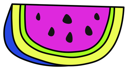 Fruit slice, watermelon with seeds, 90s sticker