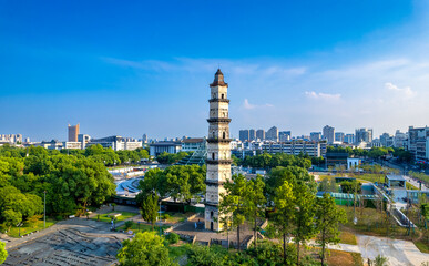 Fototapeta na wymiar The Grand Tower of Shaoxing City Square, Zhejiang province, China