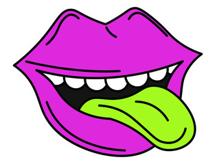 Colorful lips and teeth showing tongue 90s sticker