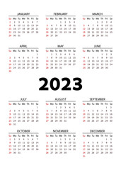 Vertical pocket calendar on 2023 year. template calendar for business on white background.