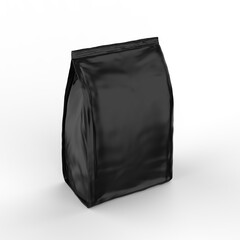 Blank white foil or paper food stand up pouch mockup, snack sachet bag packaging mock up, 3d render illustration