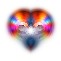 Colorful rainbow aura heart shape element